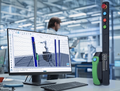 Die 4-D-Modelle können über ein Realtime-Target an eine reale Steuerung angeschlossen werden. Dadurch kann eine virtuelle Inbetriebnahme von Maschinen und Anlagen präzise simuliert werden, Bild: Schmersal