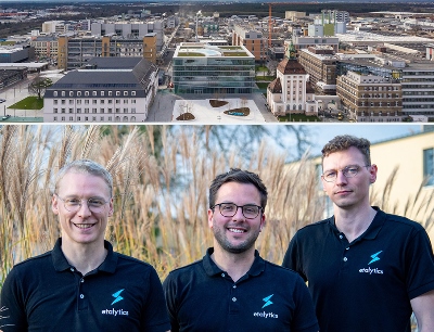 Merck in Darmstadt (oben) und das Gründerteam von Etalytics, Bild: Merck & Etalytics
