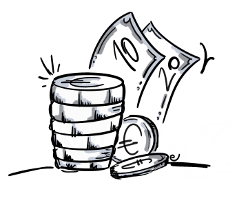 Geldstapel gezeichnet