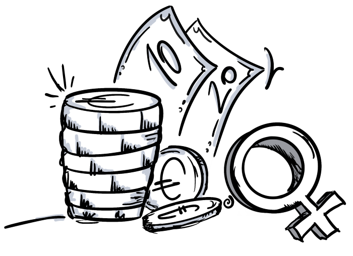 Zeichnung Geld und Frauenzeichen