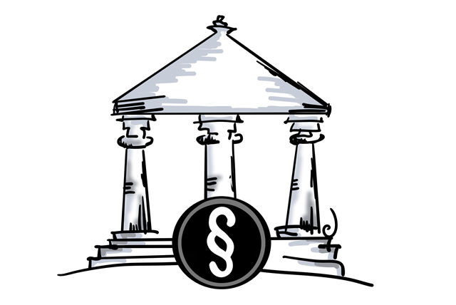 gezeichnetes Gerichtsgebäude