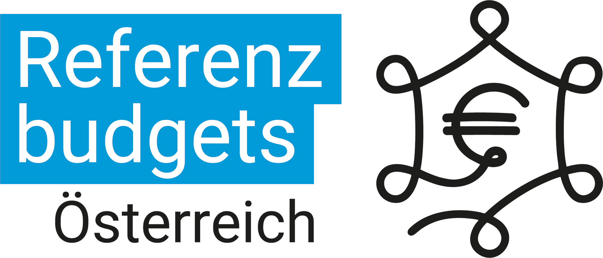 Logo Referenzbudgets, Eurozeichen mit Schlaufen