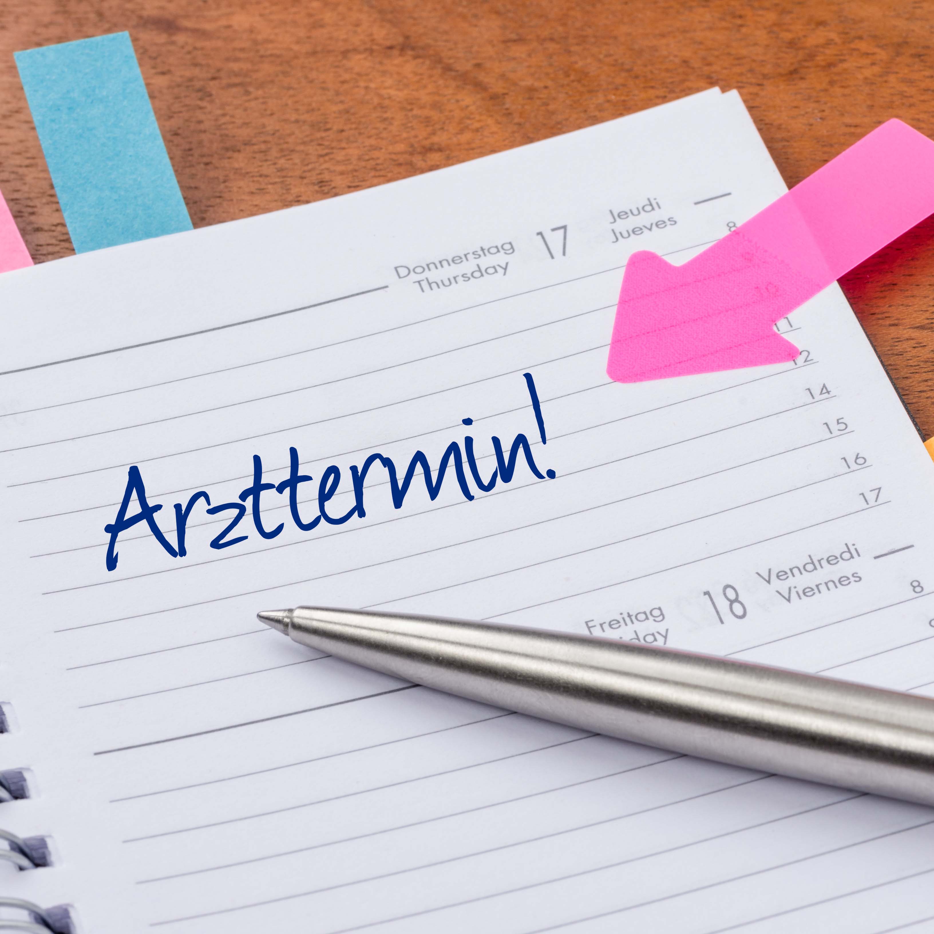 Kalenderblatt mit Eintrag Arzttermin