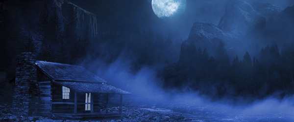 Nacht Winterlandschaft mit Vollmond