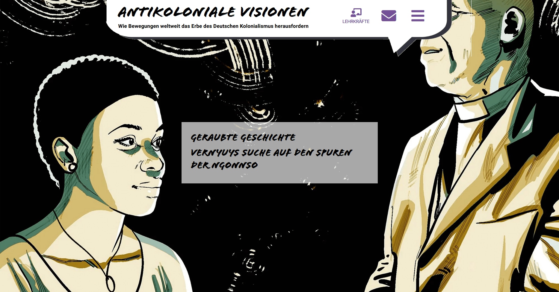 Screenshot der Lernplattform Antikoloniale Visionen. Quelle und Copyright: Initiative Perspektivwechsel