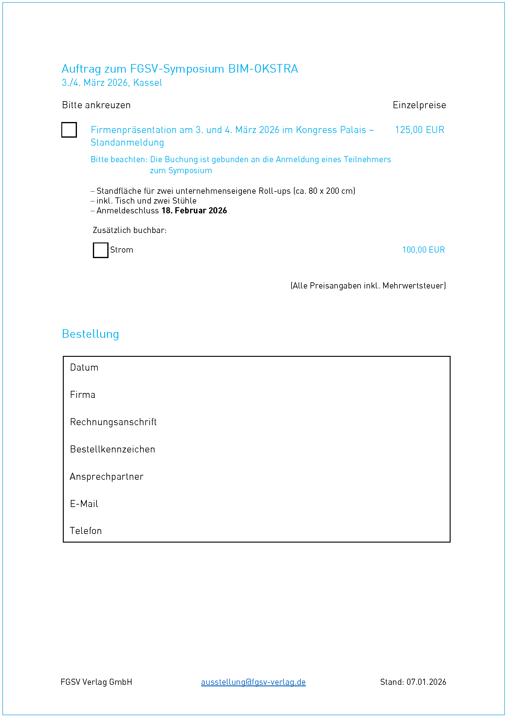 Bestellformular Firmenpräsentation