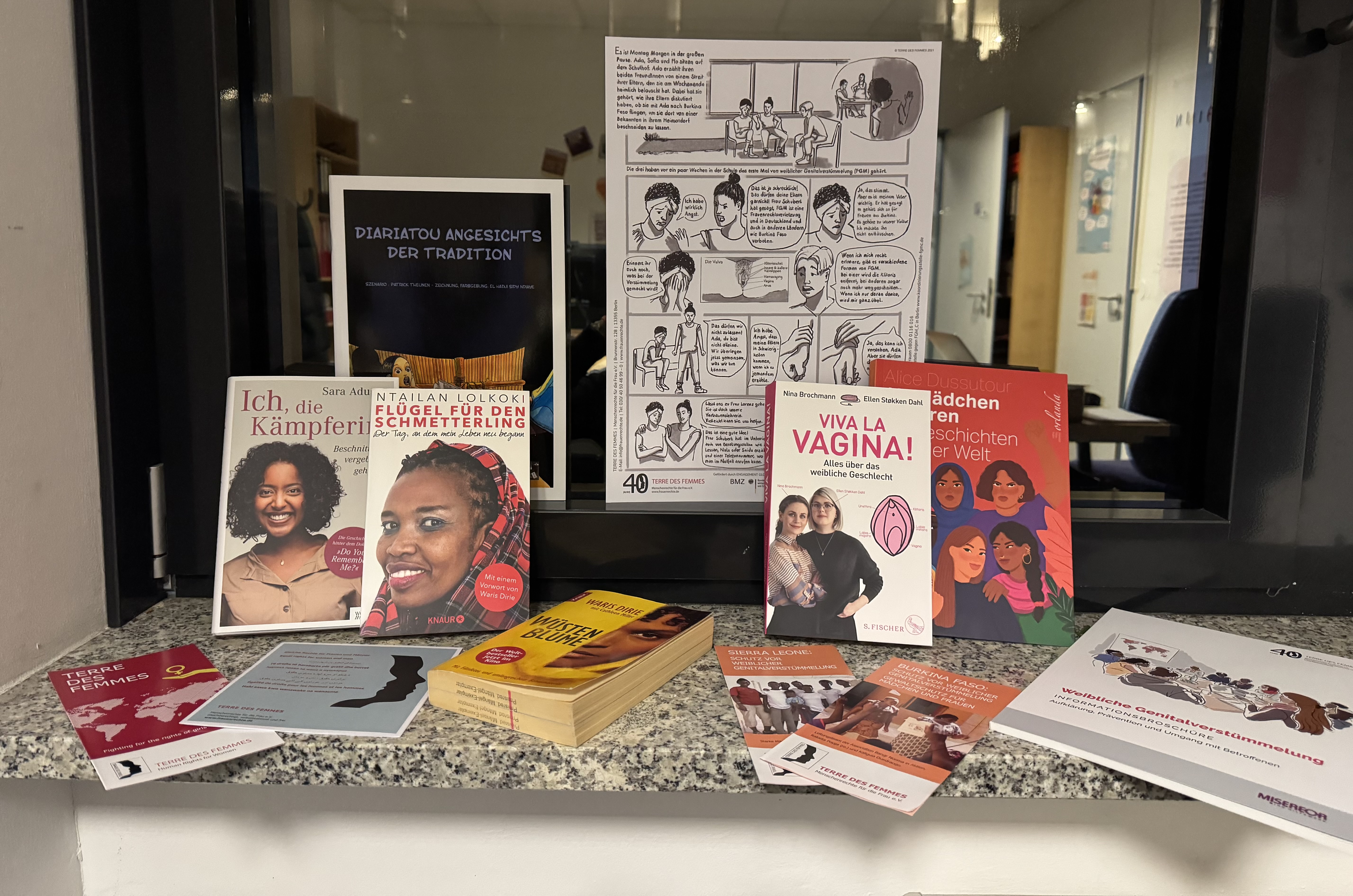 Beispiel Büchertisch zum Tag gegen FGM