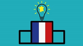 Podium with France flag