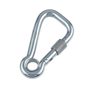 Karabiner, asym. mit Sicherheitsmutter und Kausche 8951