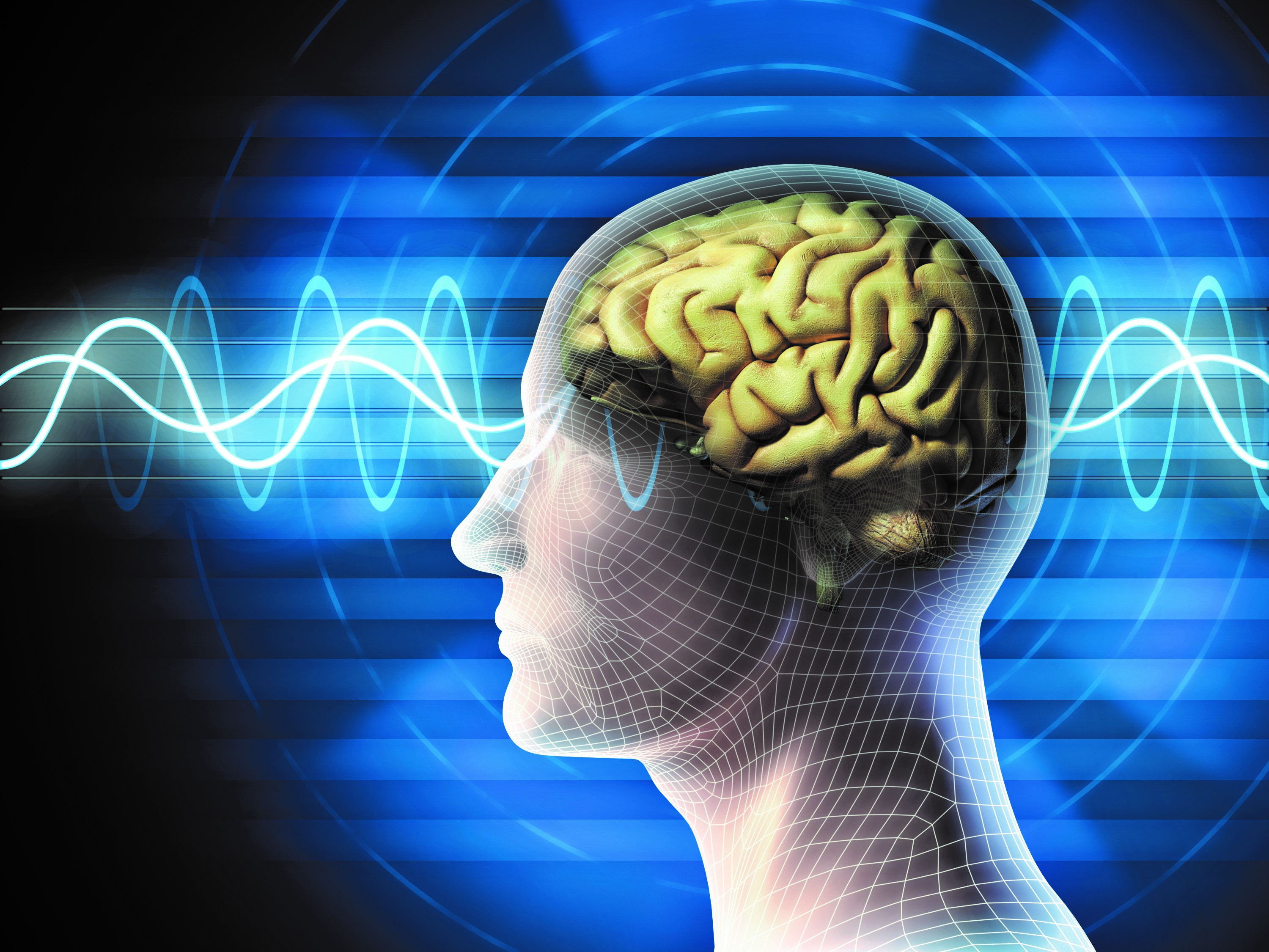 Ein KI-animiertes Bild zeigt eine junge Frau im Seitenprofil. Sie hält ein Gerät zur Vagusnervstimulation in der Hand, welches mit ihrem Ohr verbunden ist.