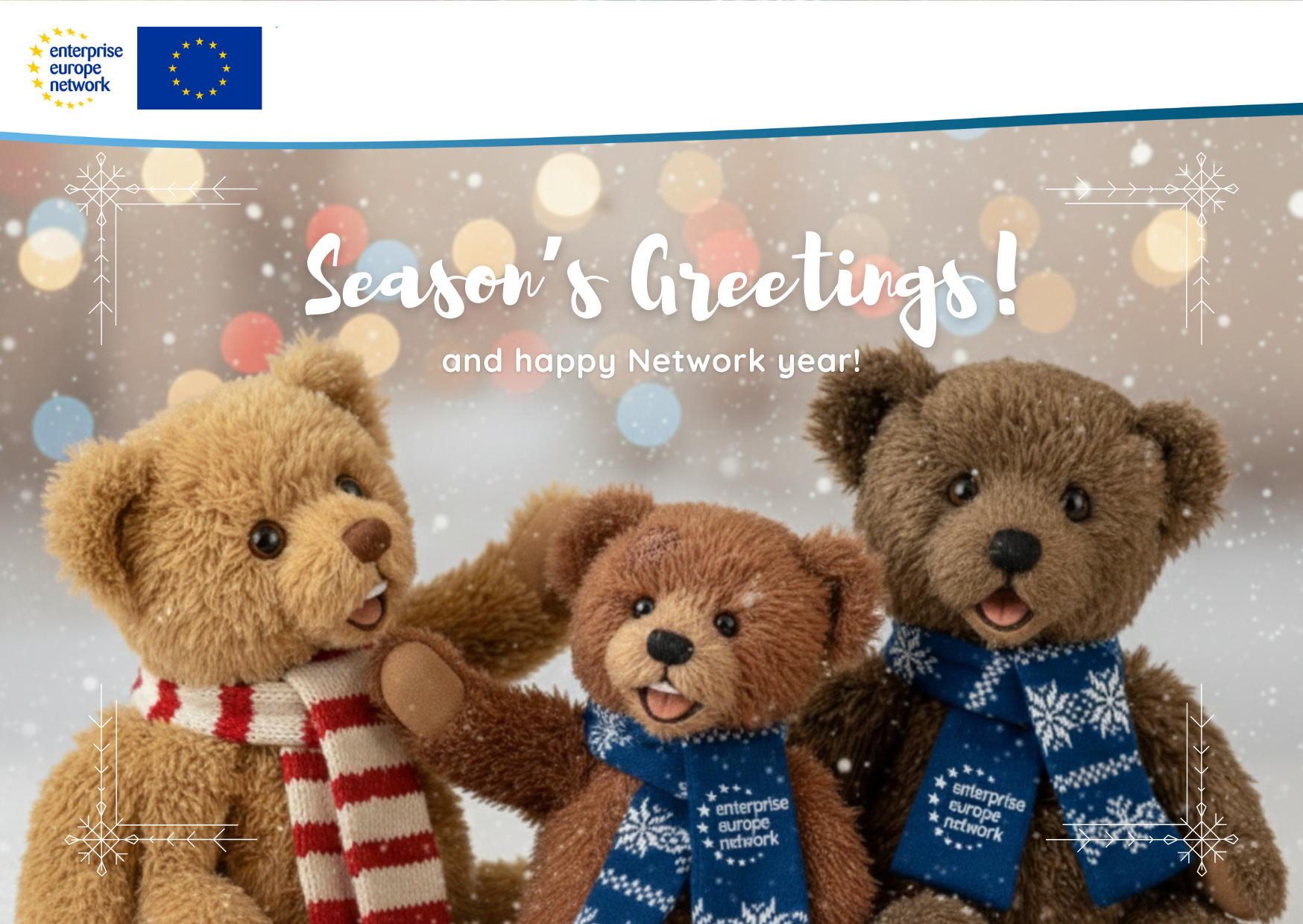 Season's Greeting with 3 teddy bears from Enterprise Europe Network