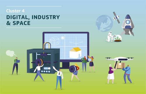 Banner for Horizon Europe Cluster 4: Digital, Industry & Space
