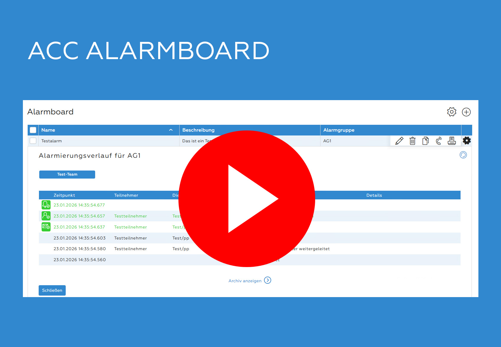 Video ACC Alarmboard