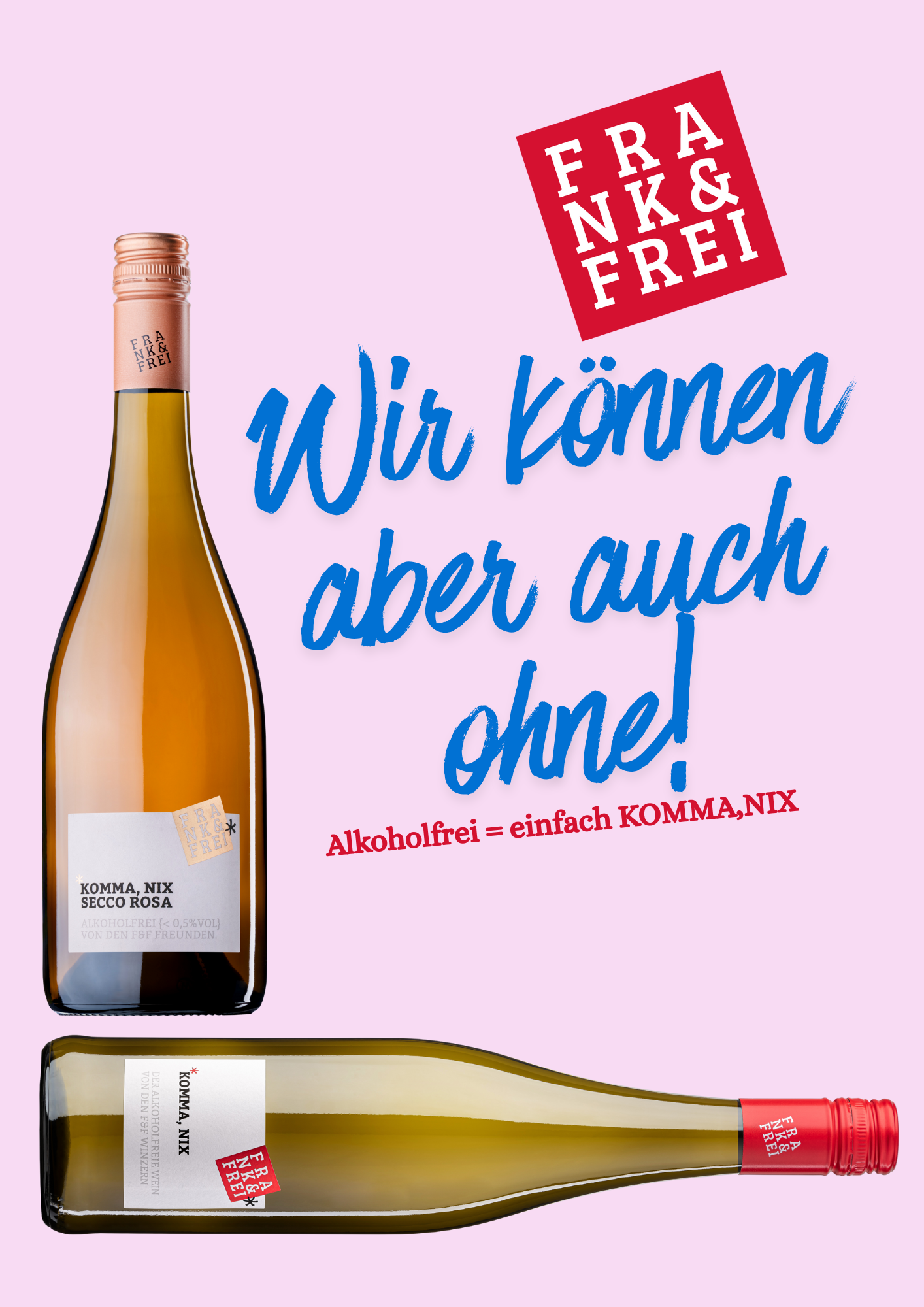 Komma, nix Secco Rosa + Komma, Nix Wein 