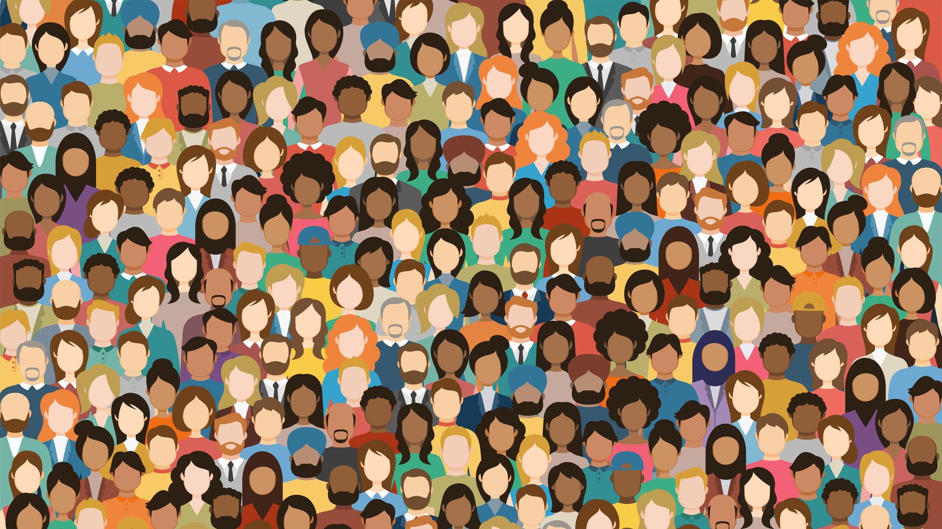 Illustration vieler verschiedener Menschen
