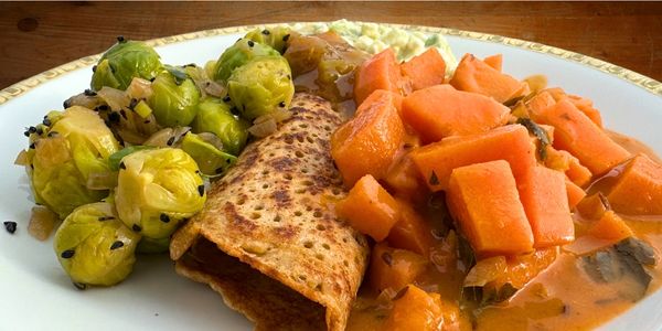 Tsampa Süßkartoffel Rosenkohl