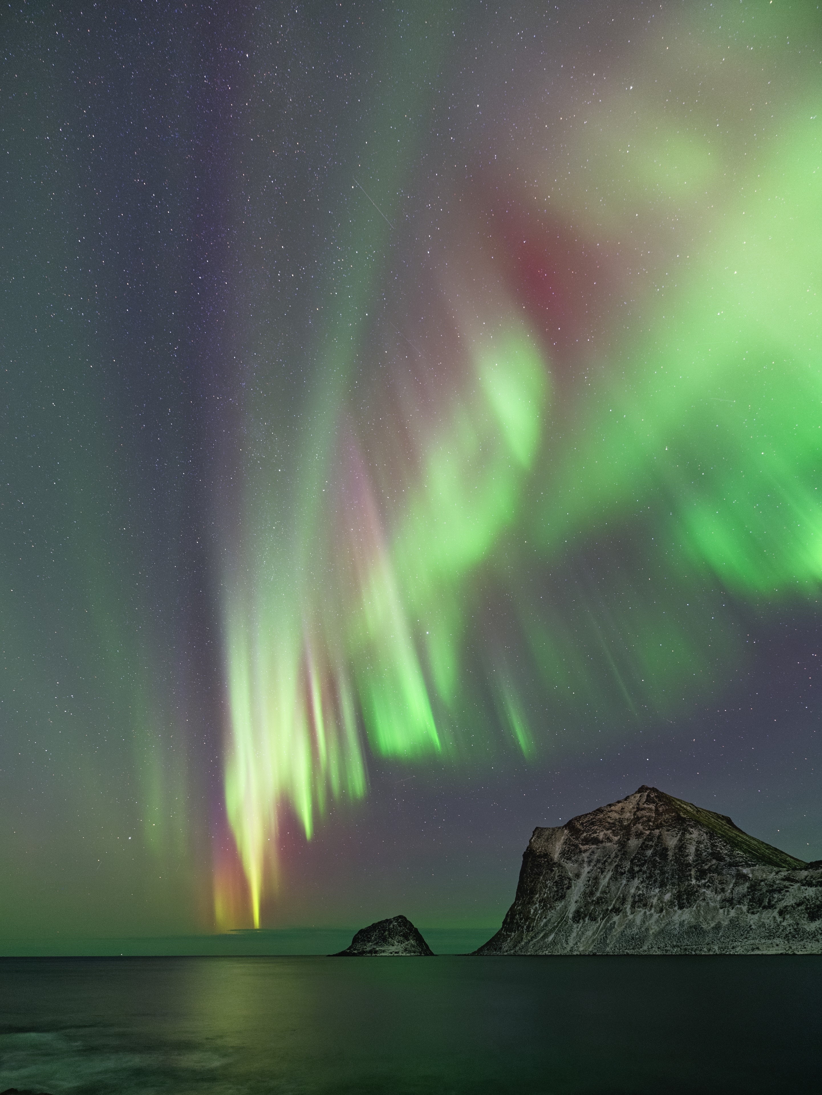 Polarlicht am Strand von Haukland