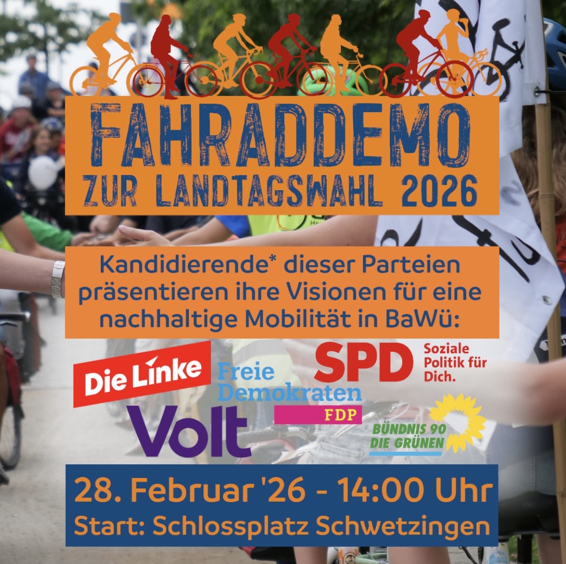 ADFC Schwetzingen: Fahrraddemo zur Landtagswahl