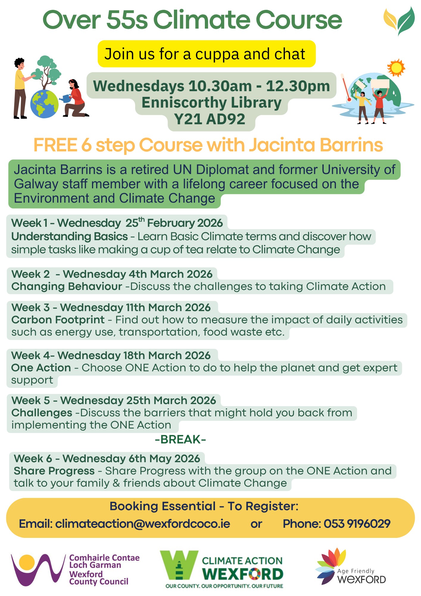 Poster with details of the Over 55s Climate Course
