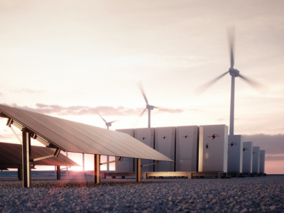 Windpark und Batteriespeicher