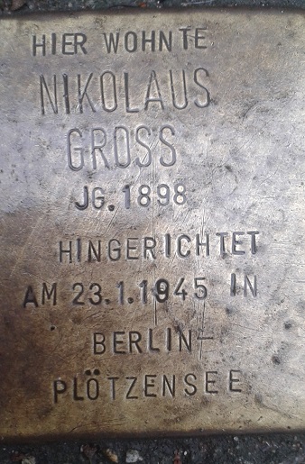 Stolperstein Nikolaus Groß