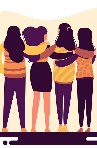 Frauen Arm in Arm, Grafik