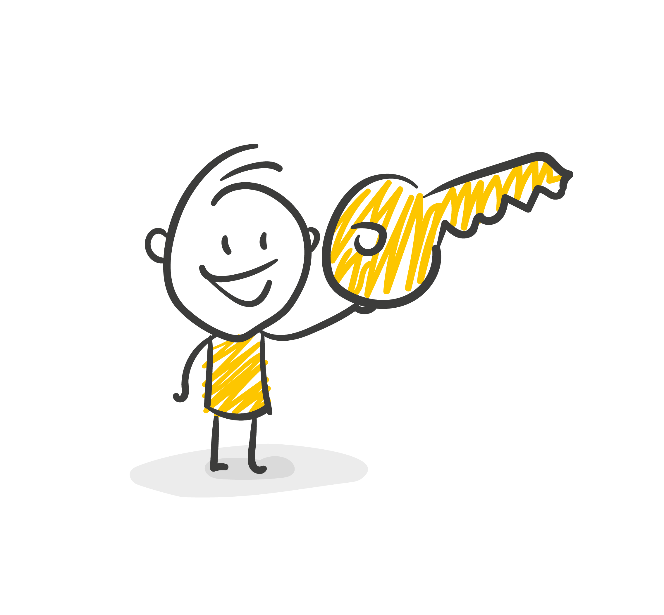 Strichmännchen hält Schlüssel