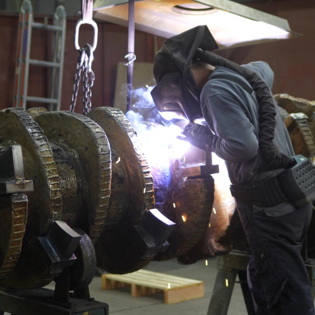 Schredderwellen-Zähne aufschweißen