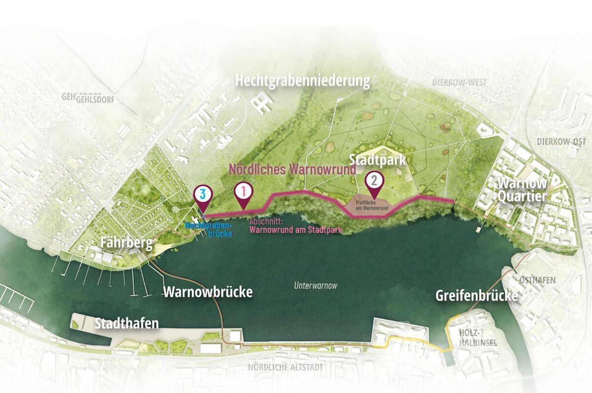 Einzelmaßnahmen des Nördliches Warnowrunds, Freifläche am Warnowrund, Warnowrund am Stadtpark | Foto: Rostocker Gesellschaft für Stadterneuerung, Stadtentwicklung und Wohnungsbau