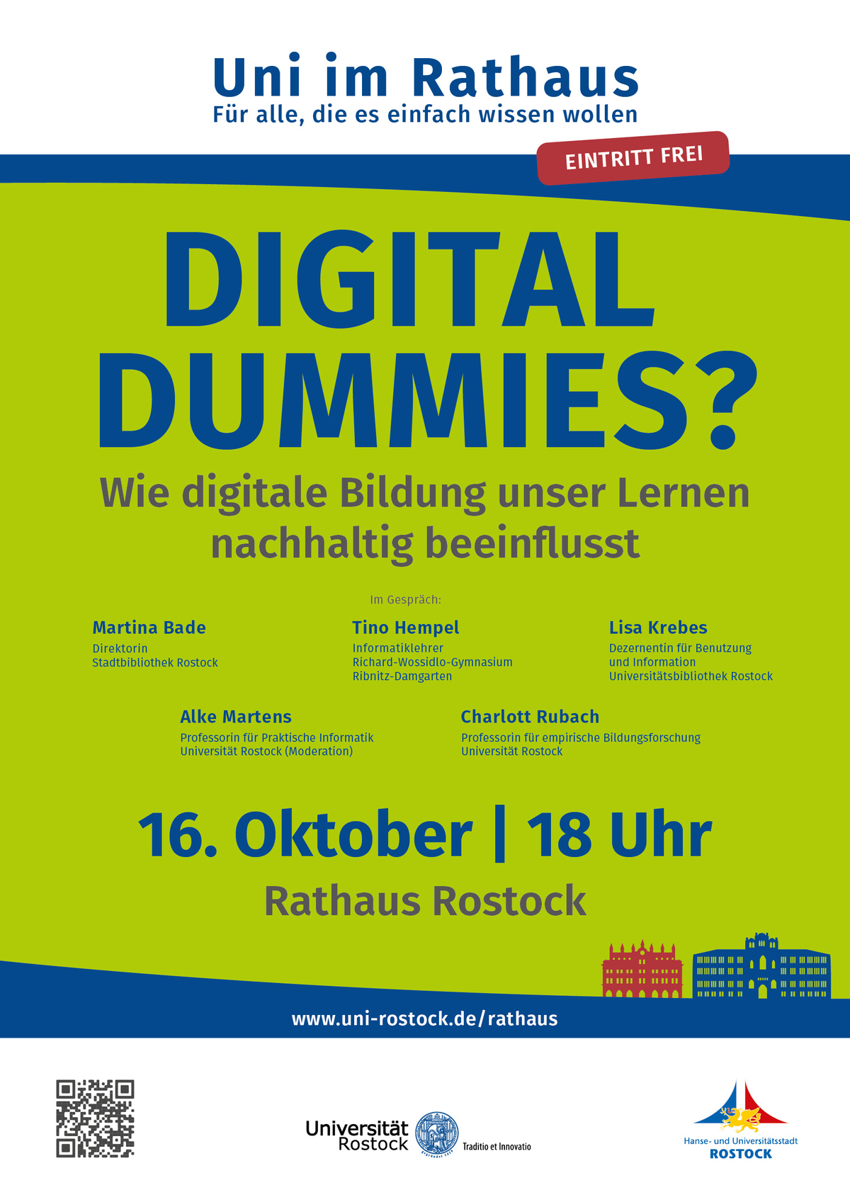 Uni im Rathaus am 16. Oktober 2025. (Grafik: PINAX Werbemedien Rostock)