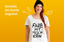Frau im Logo-T-Shirt