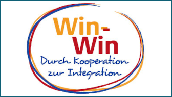 Das Bild zeigt das Logo des ESF Plus-Programms Win-Win