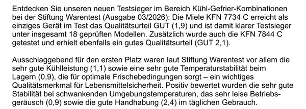 Entdecken Sie unseren neuen Testsieger im Bereich Kühl-Gefrier-Kombinationen