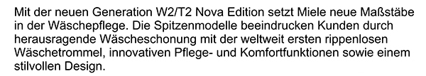 Mit der neuen Generation W2 / T2 setzt Mielöe neue Maßstäbe in der Wäschepflege