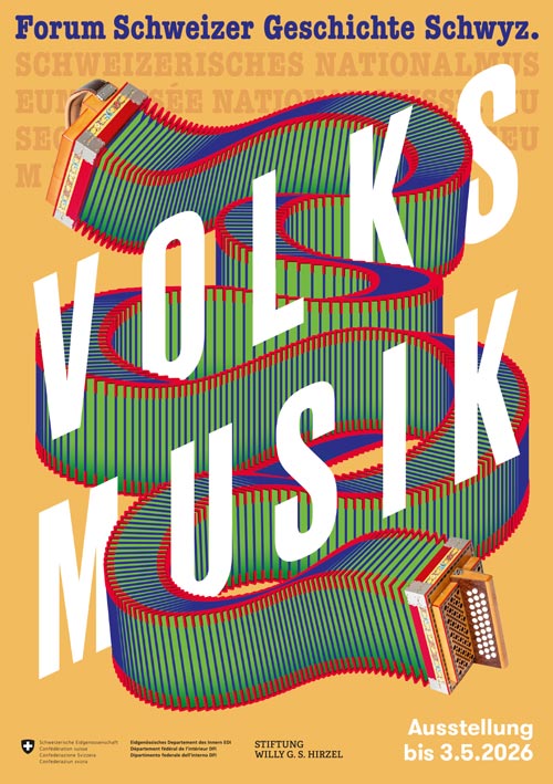 Inserat zur Ausstellung Schweizer Volksmusik im Forum Schweizer Geschichte