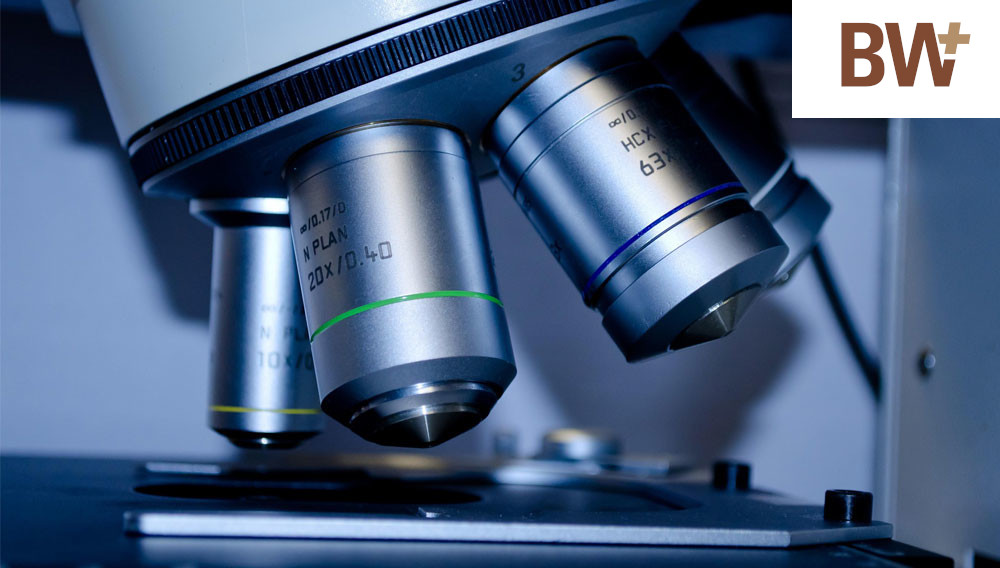 Mehrere Objektive eines Mikroskops in Großaufnahme (Foto: PublicDomainPictures auf Pixabay).