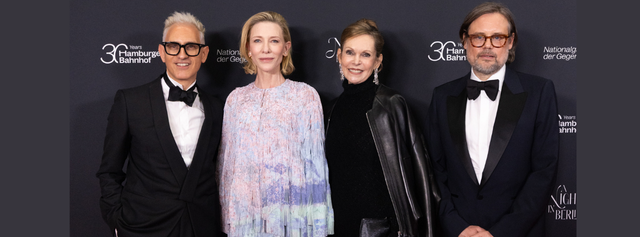 Sam Bardaouil, Direktor Hamburger Bahnhof – Nationalgalerie der Gegenwart, Cate Blanchett, Mitgastgeberin der Benefizgala „A Night in Berlin“, Monique Burger, Mitglieder des Leadership Council der Hamburger Bahnhof International Companions e.V., Till Fellrath, Direktor Hamburger Bahnhof – Nationalgalerie der Gegenwart