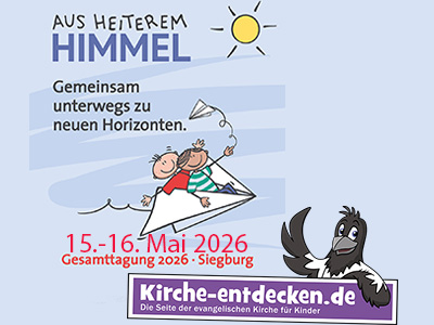 Flyer Landestagung Kirche mit Kindern und Logo kirche-entdecken.de