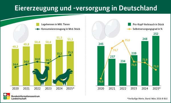 Infografik: Eiererzeugung und -versorgung in Deutschland