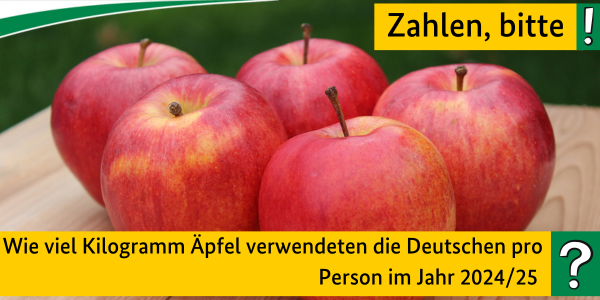 Zahlen, bitte! Wie viel Kilogramm Äpfel verwendeten die Deutschen pro Person im Jahr 2024/25?