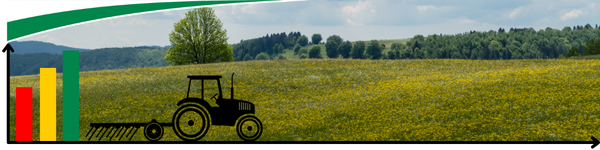 Banner: Traktor vor blühender Wiese