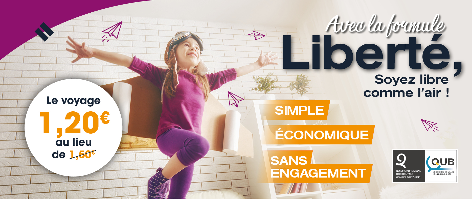 Formule liberté pour les voyageurs occasionnels, photo d'un enfant qui vole