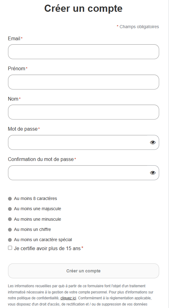 Création de compte