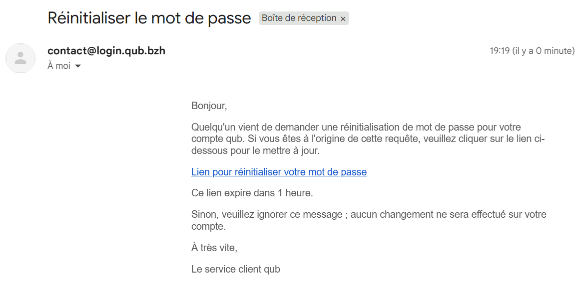 Email mot de passe
