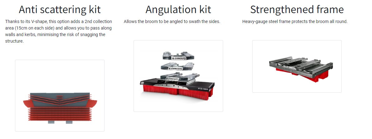 Actisweep V13 options: anti scattering kit, angulation kit and strengthened frame