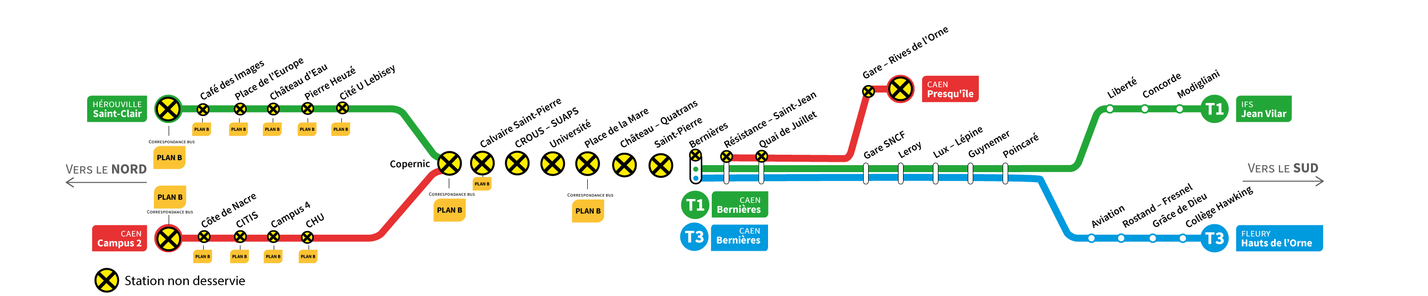 Plan lignes tramway