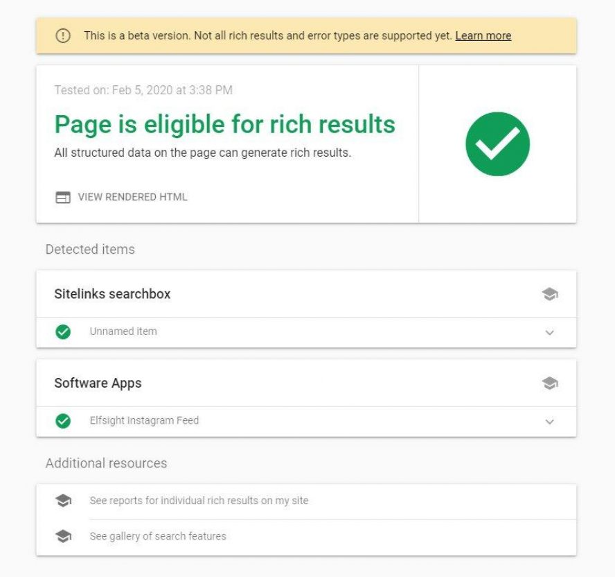 Rich results test