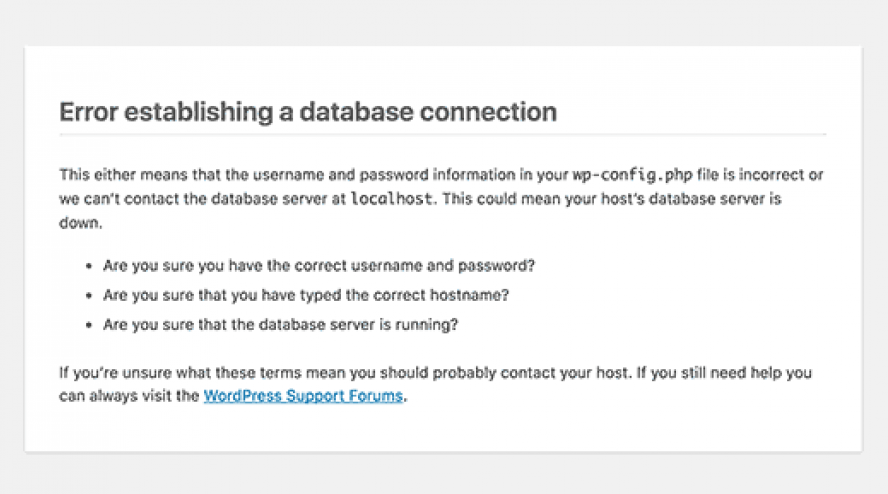 Error Establishing a database connection