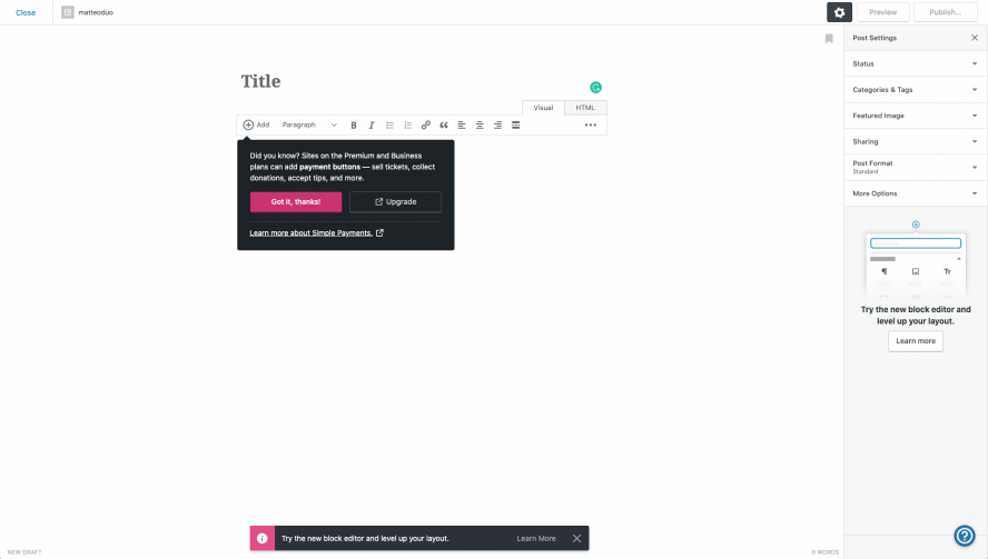 wordpress.com editor