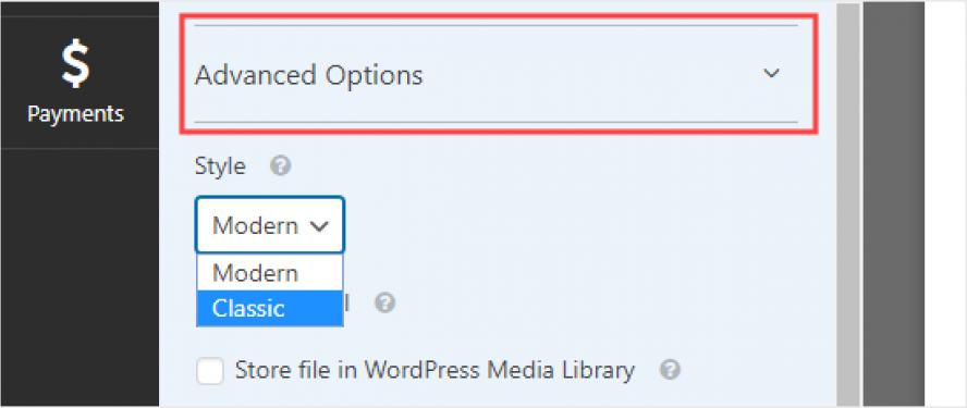 Advanced Options